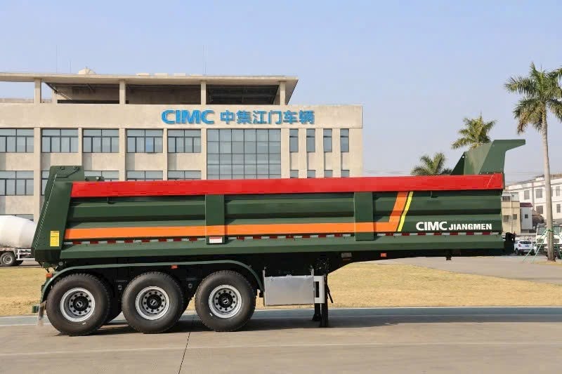 Sơ mi rơ mooc Ben CIMC Jiangmen - Thùng Vuông - 28m3 -12.00R20 (Tải tự đổ)