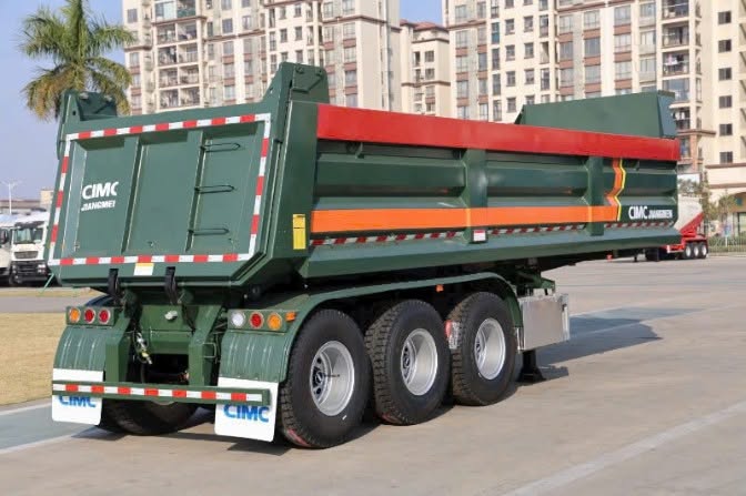 Sơ mi rơ mooc Ben CIMC Jiangmen - Thùng Vuông - 28m3 -12.00R20 (Tải tự đổ)