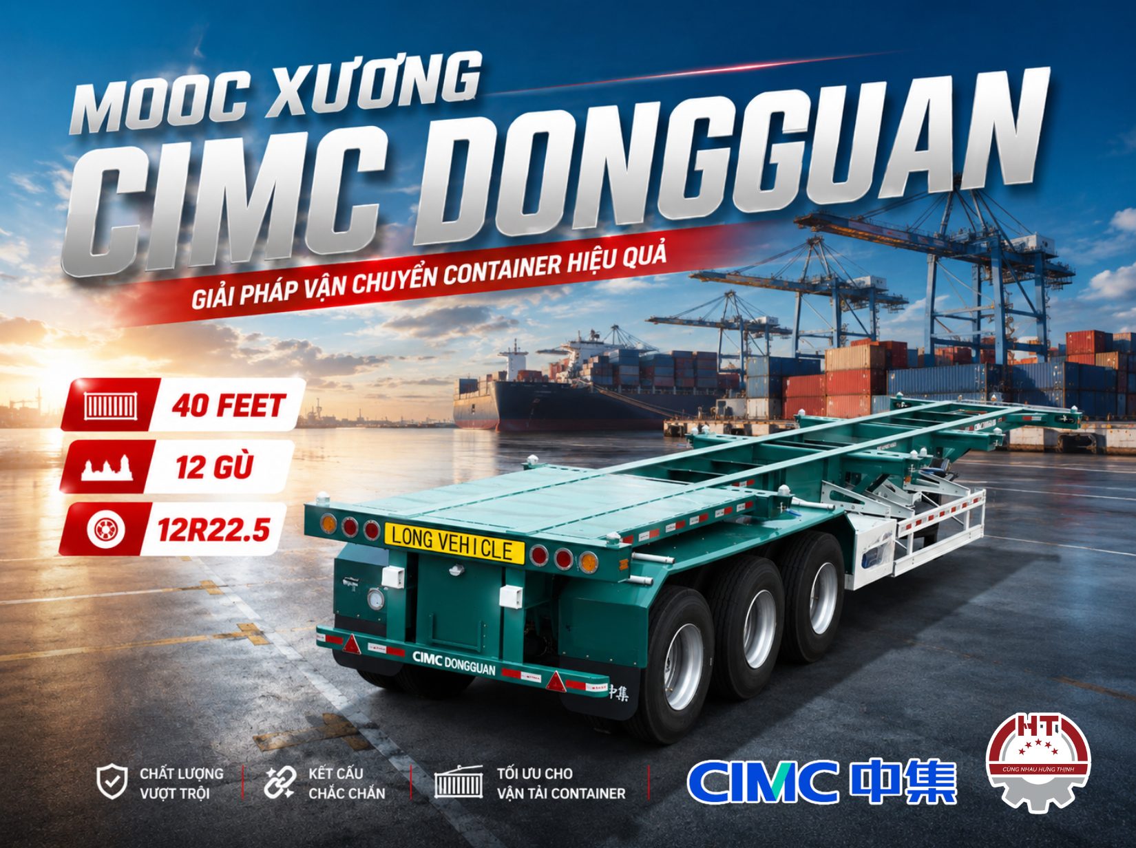 MOOC XƯƠNG CIMC DONGCUAN.40 FEET,12 GÙ, 12R22.5