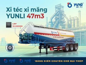 Sơ mi rơ mooc Xi téc Chở xi măng rời YUNLI - 47m3 - 12.00R20