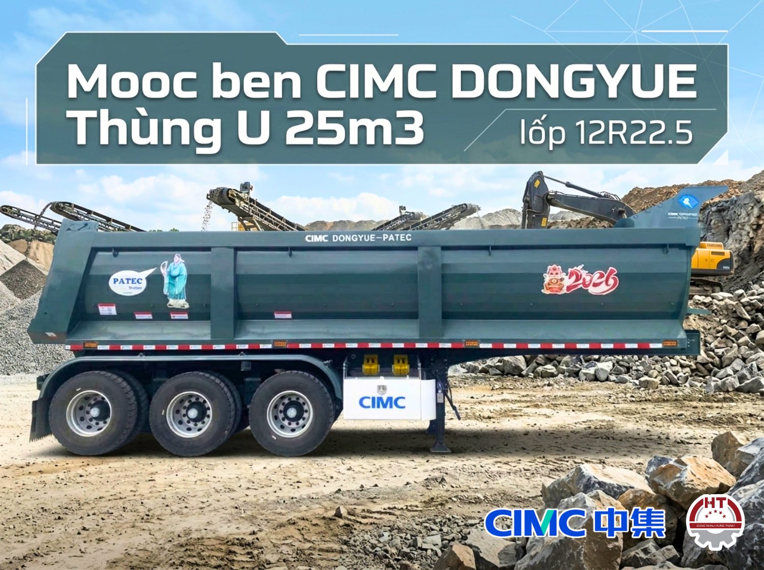 Sơ mi rơ mooc Ben CIMC DONGYUE - Thùng U - 25m3 - 12R22.5 (Tải tự đổ)