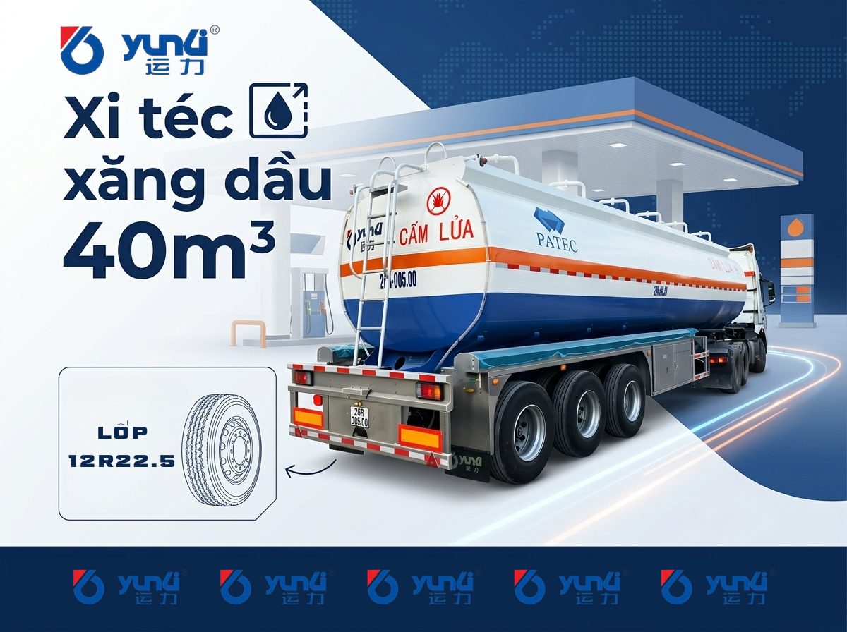 Sơ mi rơ moóc Xi téc Chở xăng dầu YUNLI - 40m3 - 12R22.5