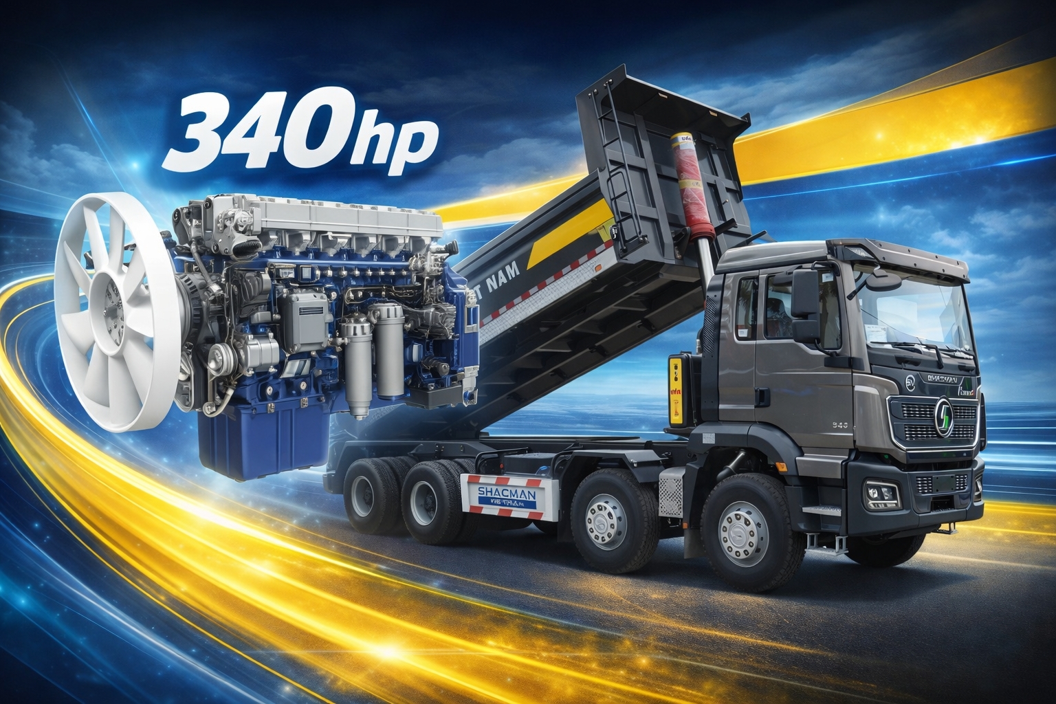 XE BEN SHACMAN H3000S 8X4 WEICHAI 340HP THÙNG U