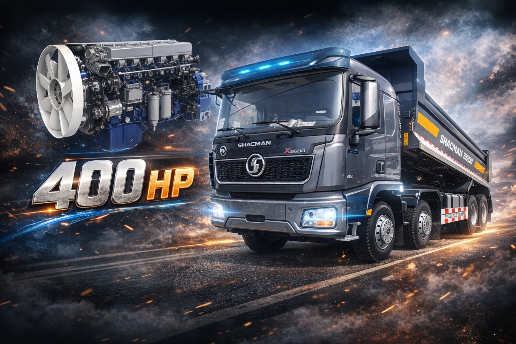 XE BEN SHACMAN X5000 8X4 WEICHAI 400HP THÙNG U