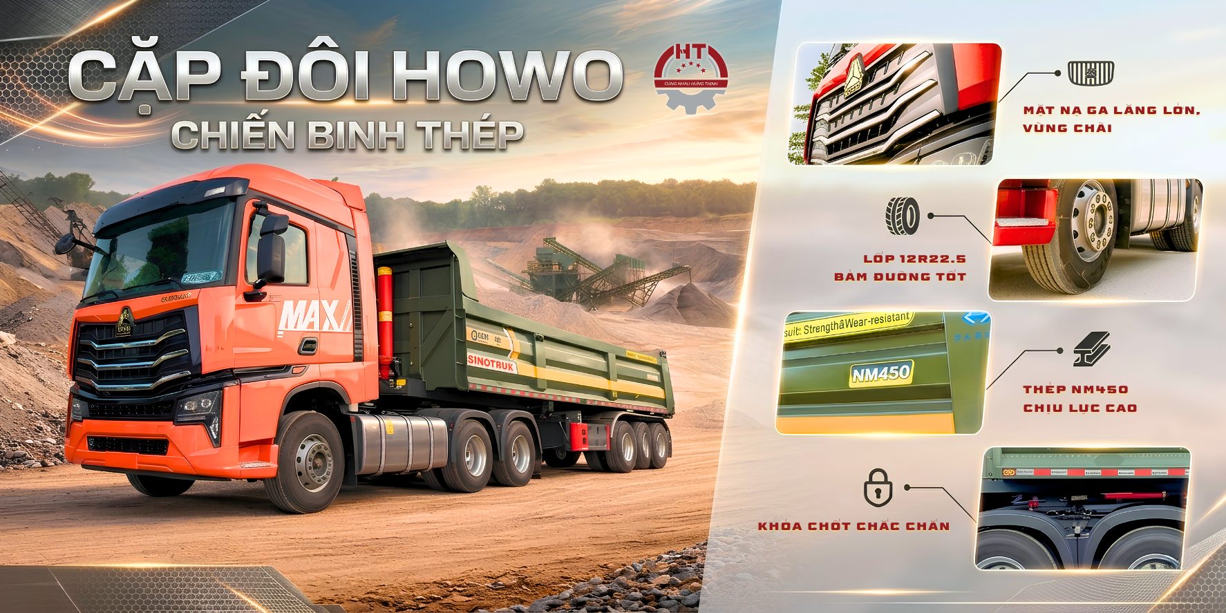 Xe đầu kéo Howo Max và sơ mi rơ mooc Yunli Hưng Thịnh