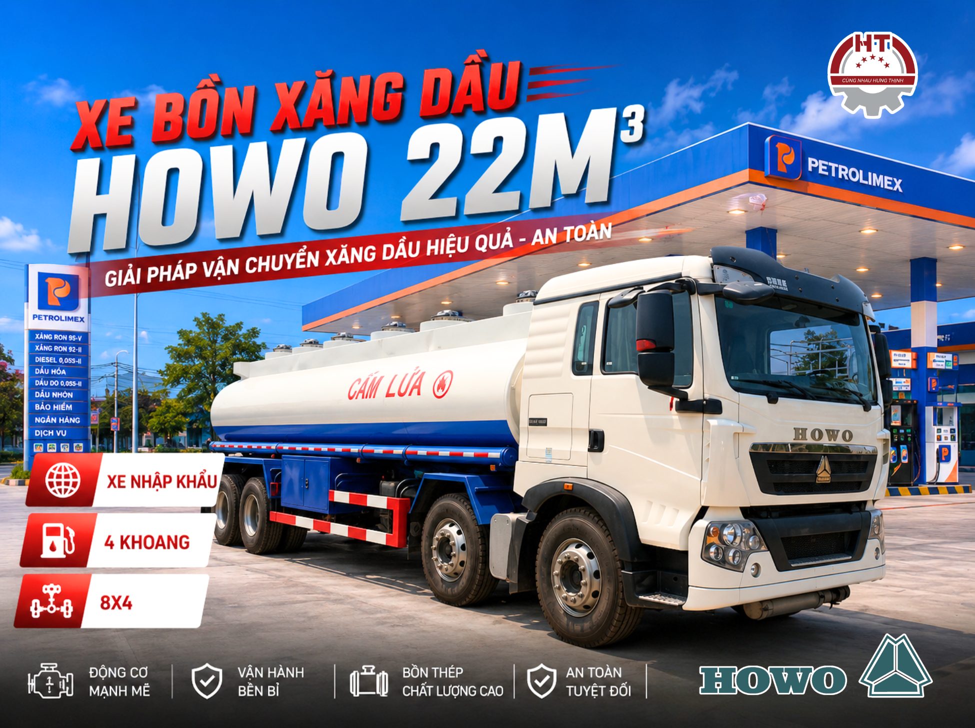 Xe bồn chở xăng dầu HOWO 22m3 - Hàng nhập khẩu (Xe bồn chở xăng dầu Howo 22 khối)