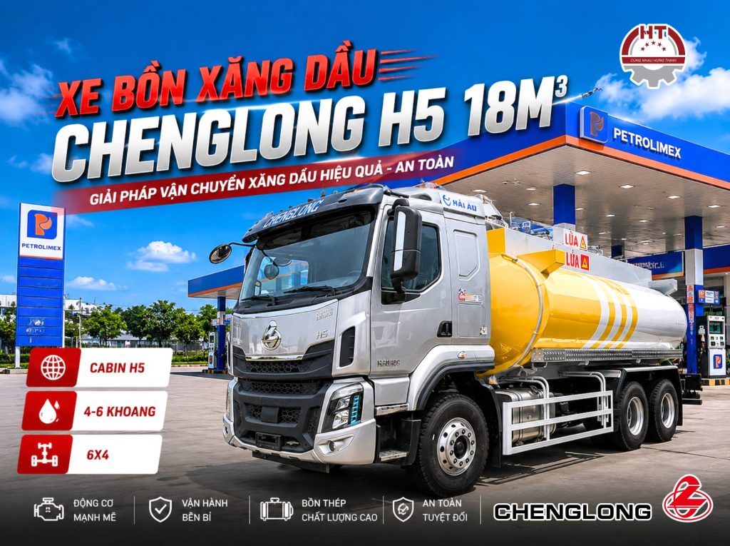 Xe bồn chở xăng dầu Chenglong H5 - 18m3 - 3 chân (Xe bồn chở xăng dầu Chenglong H5 18 khối)