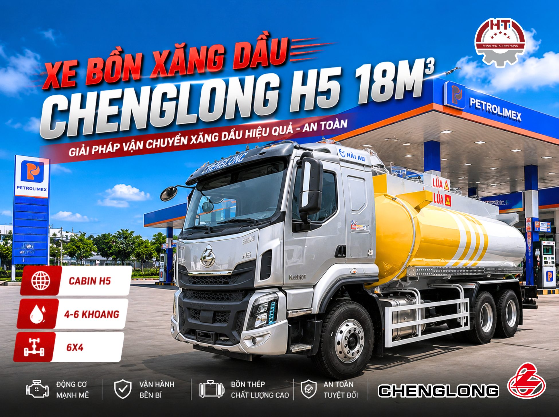 Xe bồn chở xăng dầu Chenglong H5 - 18m3 - 3 chân (Xe bồn chở xăng dầu Chenglong H5 18 khối)