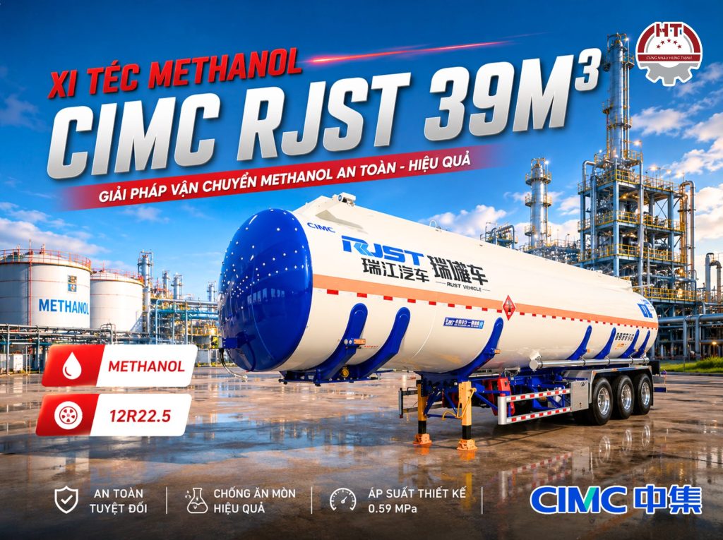 Sơ mi rơ mooc Xi téc Methanol CIMC RJST – 39m3 – 12R22.5 (Mooc bồn chở Methanol CIMC)