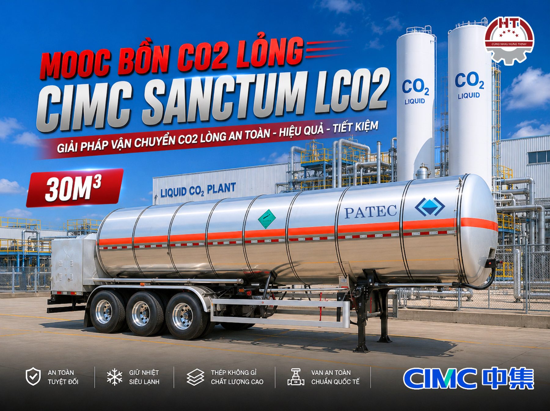 Sơ mi rơ mooc Bồn chở CO2 lỏng CIMC SANCTUM - 30M3 (Xi téc chở CO2 lỏng CIMC - LCO2)