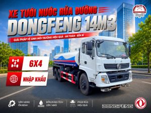 Xe tưới nước rửa đường DONGFENG 14m3 - 6x4 - Nhập khẩu nguyên chiếc (Xe tưới nước rửa đường Dongfeng nhập khẩu 14 khối)