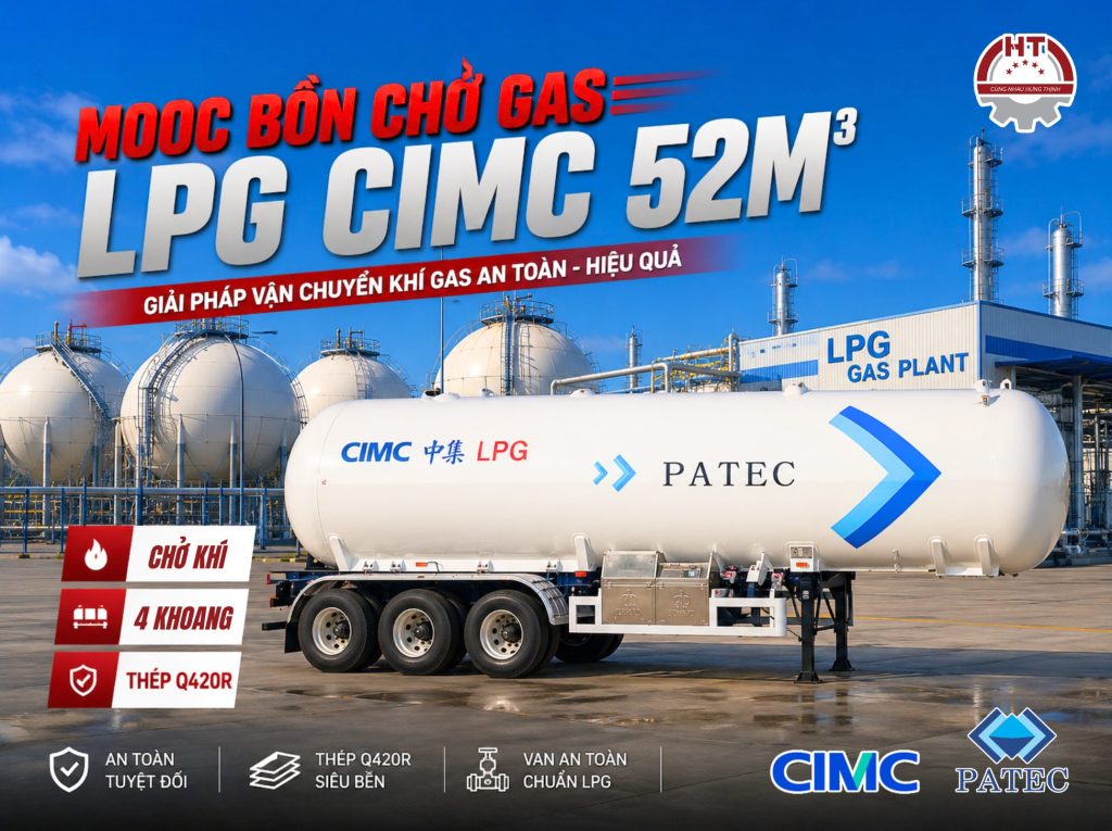 Sơ mi rơ mooc bồn chở Gas LPG CIMC – 52m3 – 12R22.5 (Xi téc chở khí Gas LPG)
