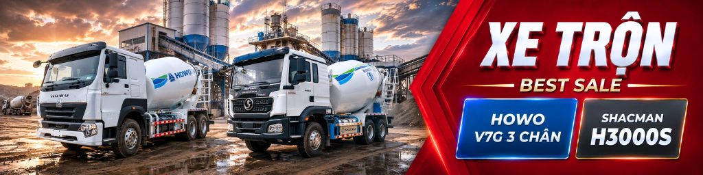 XE TRỘN HOWO V7G 3 CHÂN, XE TRỘN SHACMAN H3000S