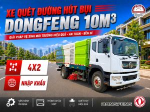 Xe quét đường hút bụi DONGFENG 10 khối – 4×2 – Nhập khẩu nguyên chiếc (Xe quét đường hút bụi Dongfeng nhập khẩu 10m3)