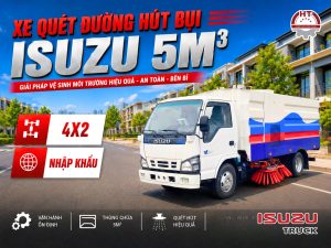 Xe quét đường hút bụi ISUZU 5m3 – 4×2 – Nhập khẩu nguyên chiếc (Xe quét đường hút bụi Isuzu nhập khẩu 5 khối)