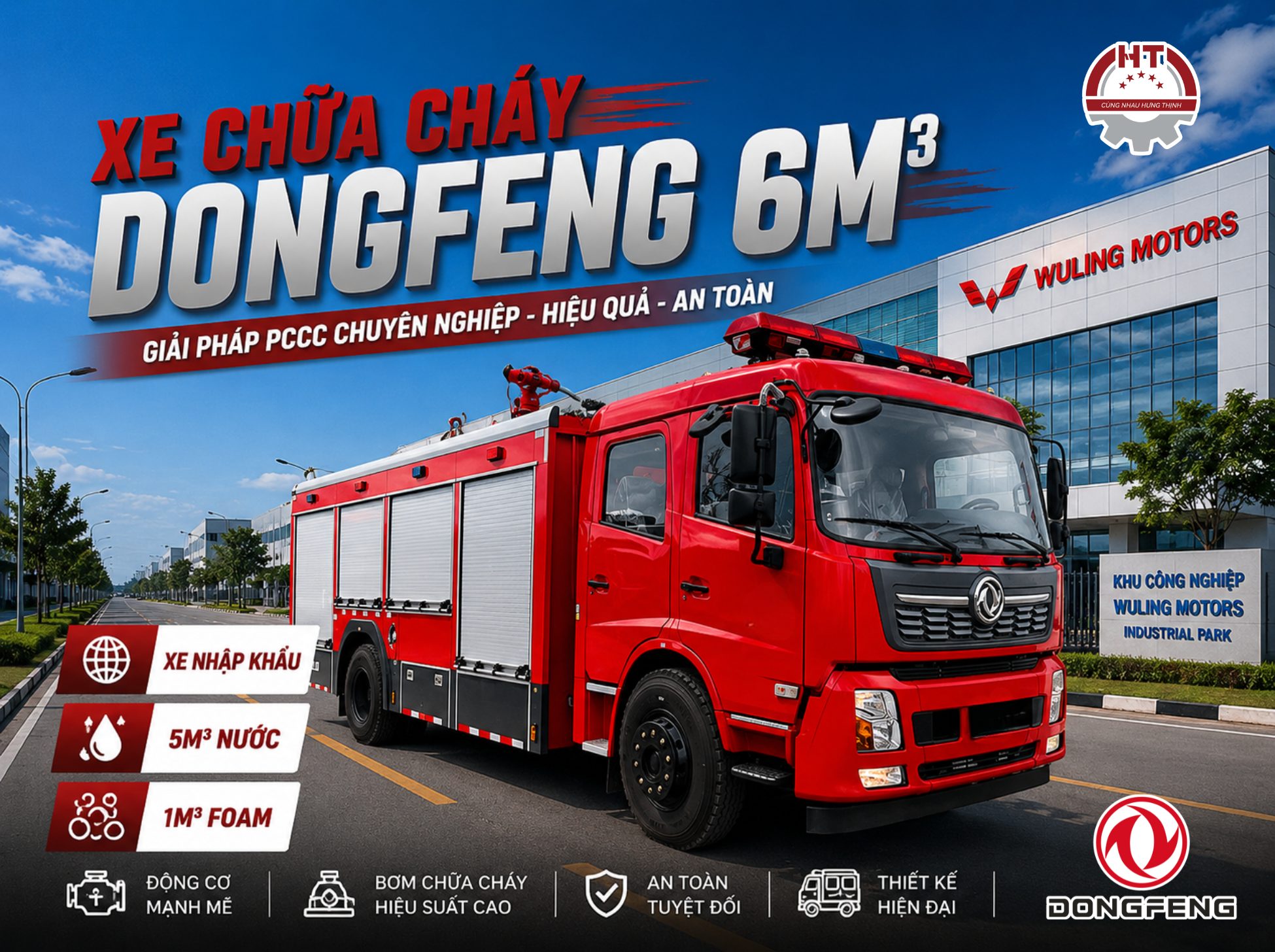 Xe chữa cháy DONGFENG 6m3 – Hàng nhập khẩu nguyên chiếc (Xe cứu hỏa Dongfeng 6 khối)