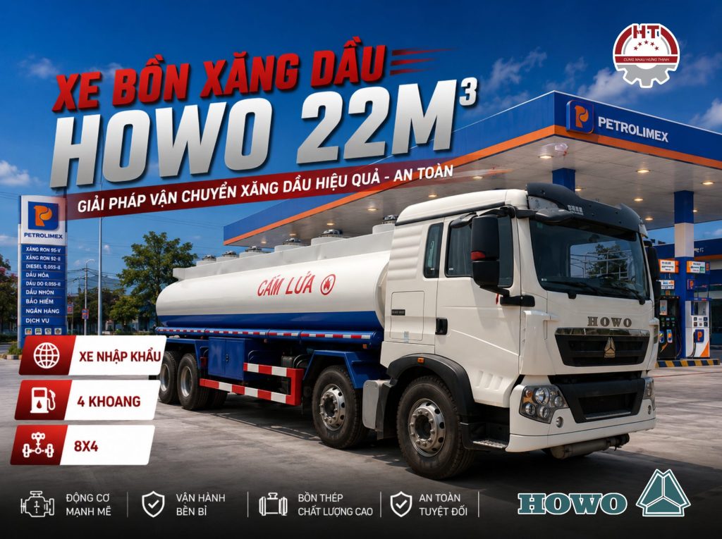 Xe bồn chở xăng dầu HOWO 22m3 - Hàng nhập khẩu (Xe bồn chở xăng dầu Howo 22 khối)