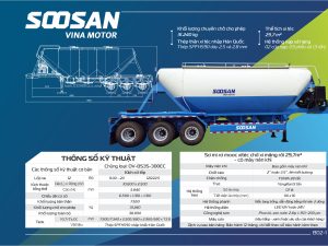 Sơ mi rơ mooc Bồn chở Xi măng rời SOOSAN - 30M3 - 3 Rốn (Xi téc xi măng rời SOOSAN - DOOSUNG - 30 Khối)