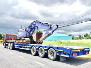 Sơ mi rơ mooc 3 Trục TIANRUI - Thang thủ công - Ngang 2.5m - 295/60R22.5 (Fooc lùn 3 Trục TianRui)
